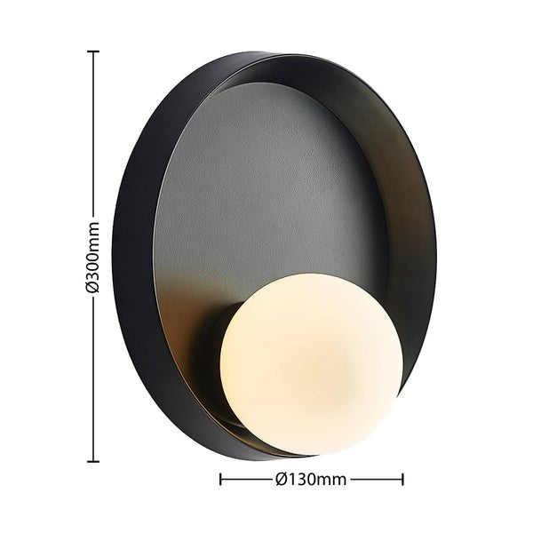 Runde Wandleuchte mit den Maßen Durchmesser 300 mm und 130 mm