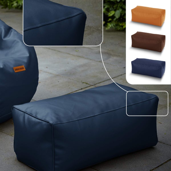 Green Bean Sitzhocker aus Kunstleder - Pouf mit EPS Perlen Füllung - 70 x 33 x 28cm - perfekte Ergänzung zum Sitzsack - Sitzwürfel Sitzkissen Hocker Fußhocker - Dunkelblau