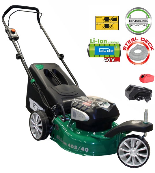 Akku-Rasenmäher Güde Trike 405/40-2.5S – 40 V, 41 cm Schnittbreite, inkl. 2,5 Ah Akku & Schnellladegerät