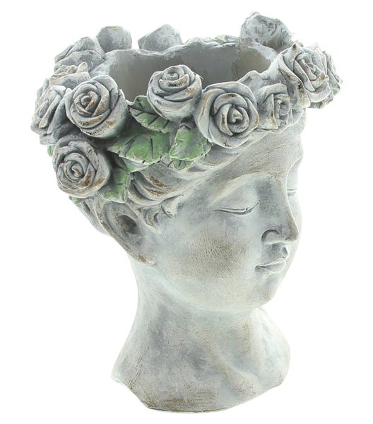 FRANK FLECHTWAREN | Pflanzer Rosenmädchen, POLYRESIN, 15,5 x 14,5 x 18,5 cm