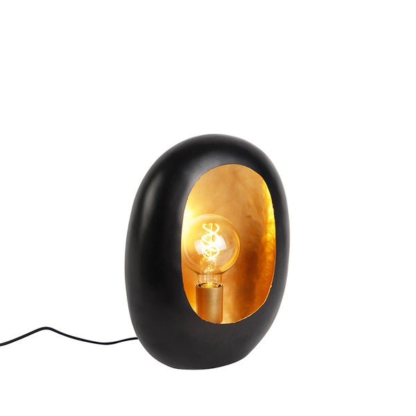 Design Tischlampe schwarz mit goldenem Interieur 36 cm - Cova