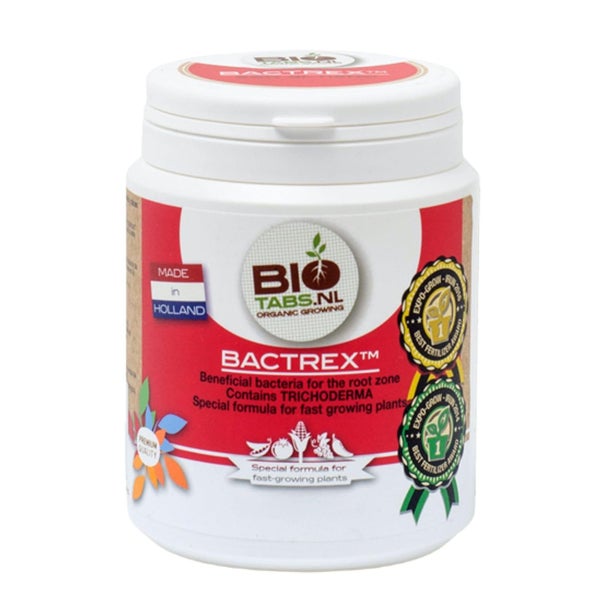 BioTabs Bactrex organischer Pflanzendünger mit nützlichen Bakterien und Trichoderma für die Wurzelzone.