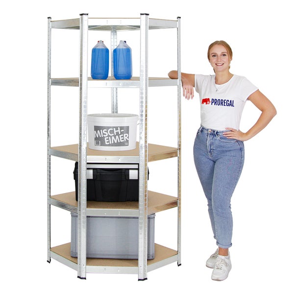PROREGAL Eckregal Ragnar HxBxT 180 x 70 x 40 cm Fachlast 175 kg Verzinkt