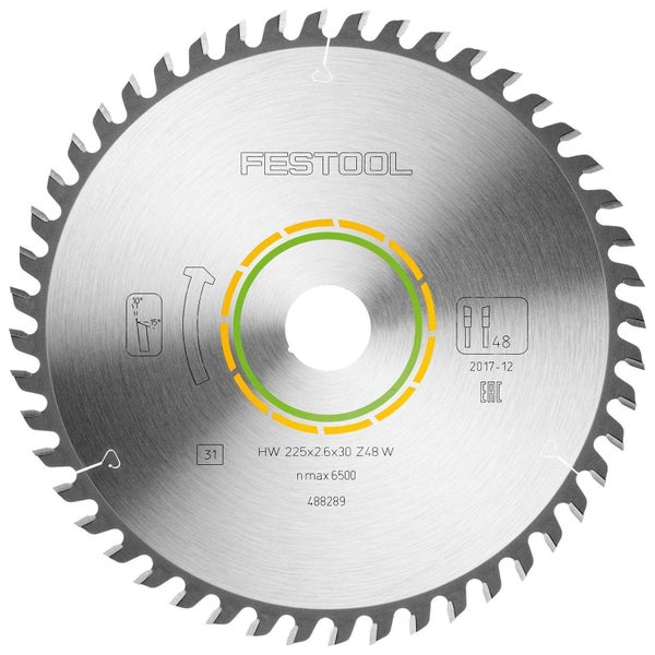 Festool Kreissägeblatt WOOD FINE CUT HW 225 x 2,6 x 30 W48 - 488289