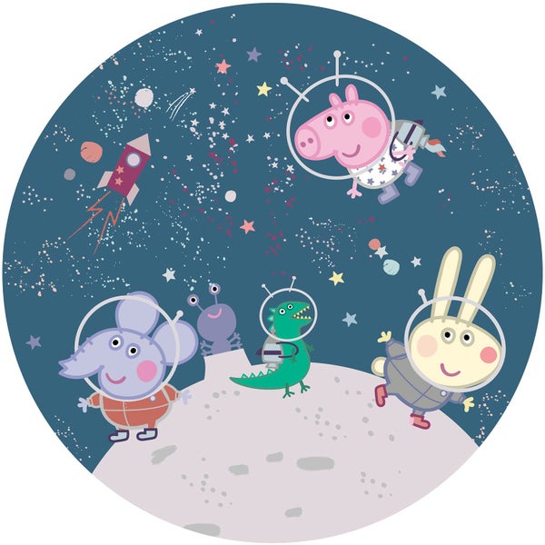 Illustration von Peppa Pig und Freunden als Astronauten im Weltraum