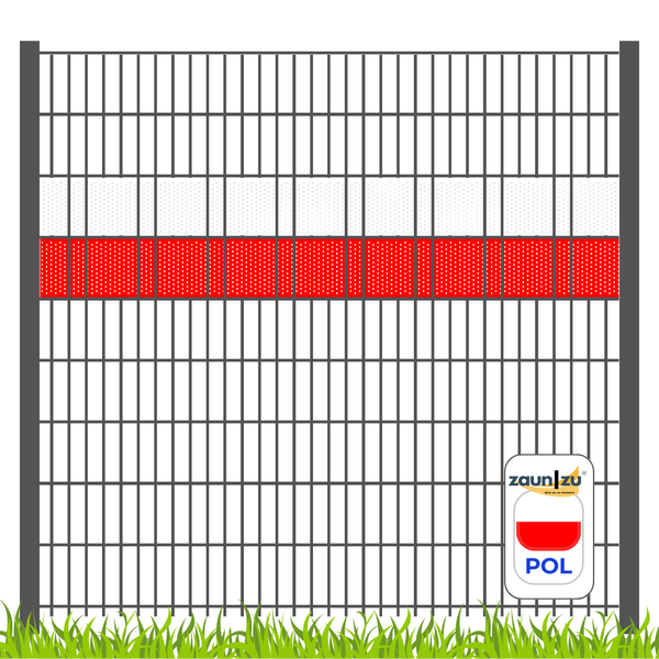 Zaun mit Polen Motiv und Zaunizu Logo