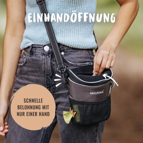Hundeleckerli-Tasche mit einer Hand zu öffnen, für schnelles Belohnen