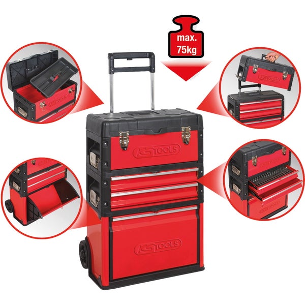 KS TOOLS Fahrbarer Kunststoff-Stahlblech-Werkzeugkasten - 850.0340