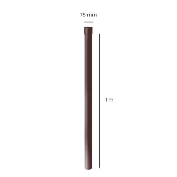 Fallrohr aus Kunststoff in Braun, Durchmesser 75 Millimeter, Länge 1 Meter.