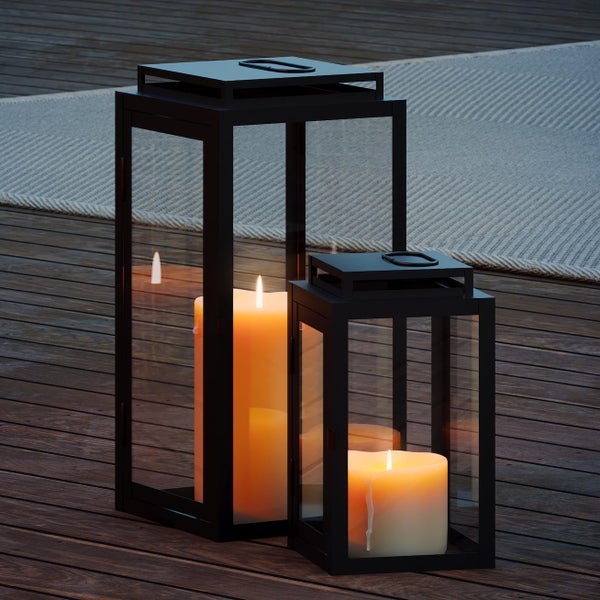 draadwerk® Laternen 2er Set | Gartenlaterne | Wohndekoration für Innen & Außen | Große Outdoor-Windlichter | Designer Dekoration für Wohnzimmer, Balkon & Garten (Schwarz)