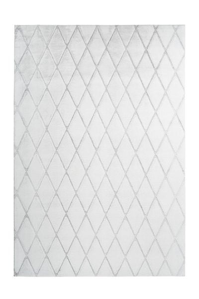 Kurzflor Teppich Splendora Weiß / Graublau Modern, Klassisch 80 x 150 cm