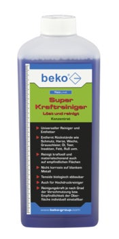 beko Super Kraftreiniger Konzentrat in einer Flasche, universeller Reiniger und Entfetter für diverse Oberflächen.