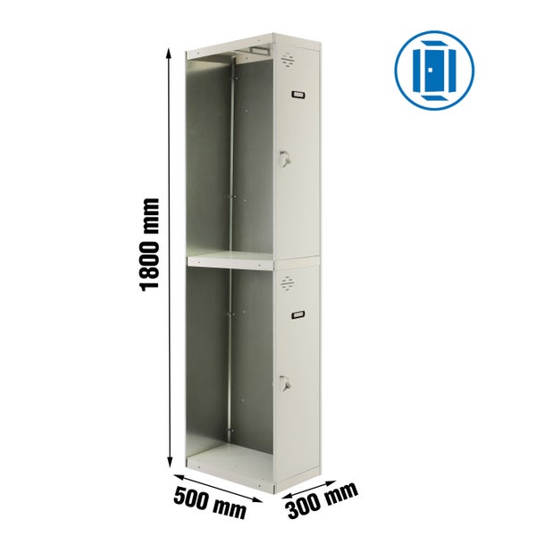 Stahlschrank mit zwei Fächern, Maße 1800 x 500 x 300 mm