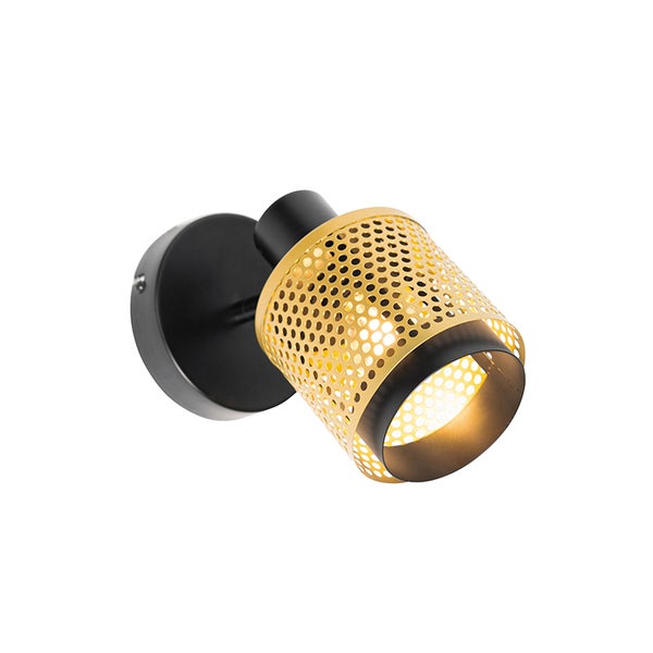 Wandleuchte mit drehbarem Spot und gelochtem Schirm