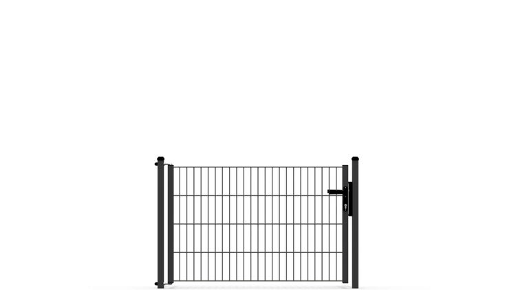 Gartentor ZAUNGURU ECO-Line aus Metall, Höhe: 83cm, Breite: 142cm, 1-flügelig inkl. Pfosten, Locinox-Schloss und Zubehör, Feuerverzinkt und zusätzlich in RAL 7016 Anthrazitgrau pulverbeschichtet