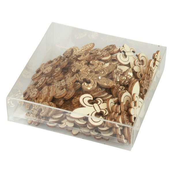 Dekoelemente aus Holz Lilienform in transparenter Box