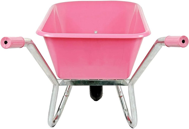 Schubkarre Matrix 100L 250kg | Luftrad mit Kugellager | pinke Kunststoffwanne & verzinkter Rahmen