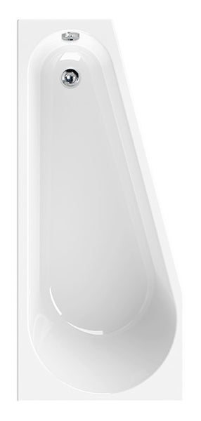 Calmwaters® Raumsparende Eckbadewanne 160x70 cm, Set mit Acrylwanne Essential Small, Wannenträger, Ab- und Überlaufgarnitur, platzsparende Badewanne rechter Ausführung, 160 x 70 cm, Weiß, 99000328