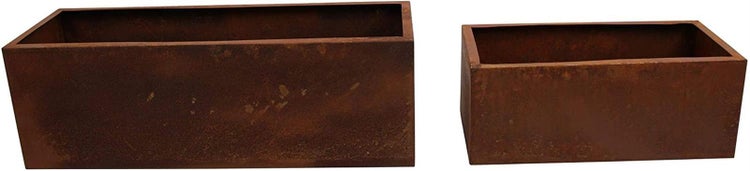 Dekoleidenschaft 2x Pflanzkasten aus Metall in Rost Optik, Blumenkasten, Pflanzkübel, Pflanzcontainer, Hochbeet, Gartendeko für Draußen