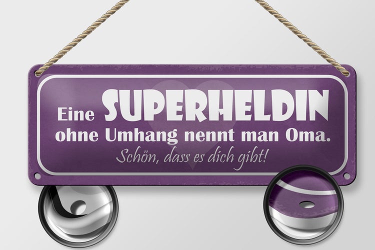 Blechschild Spruch 27x10cm Oma Superheldin ohne Umhang Dekoration
