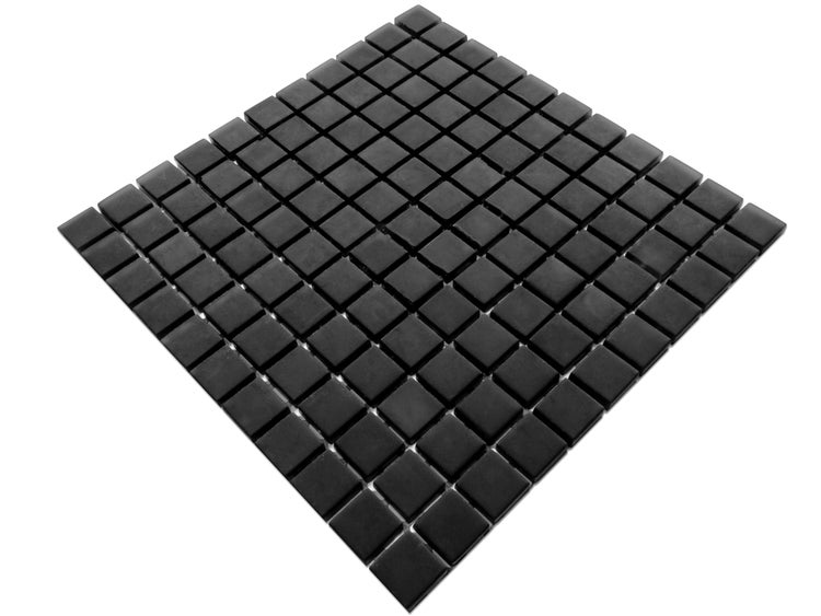 Glasmosaik auf Netz für Bad und Küche 30cm x 30cm  - Velvet black