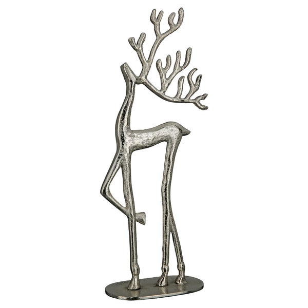 Figur GILDE Rentier Höhe 52cm Breite 22cm silberfarben Aluminium