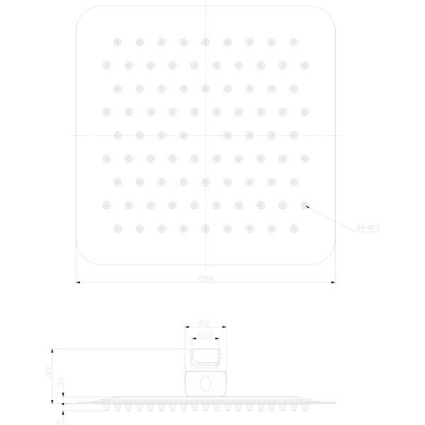 Stilform Edelstahl 20x20 cm Regendusche Schwarz Matt Kopfbrause