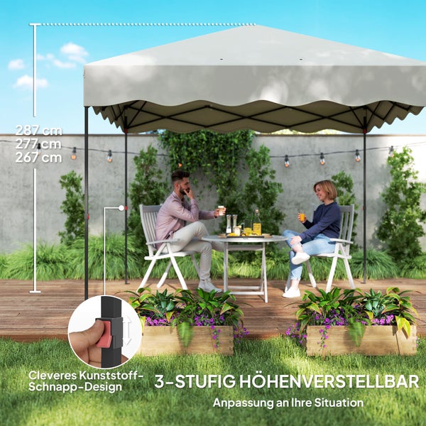 Outsunny Pavillon ca.3x3m, wasserabweisend Stabil Winterfest Pop-up Faltpavillon mit UV Schutz 50+, Faltbar Partyzelt Gartenzelt mit Rolltasche, Gartenpavillon für Camping Garten, Cremeweiß