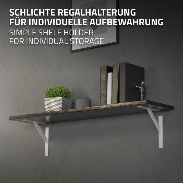 ML-Design 2 Stück Regalhalterung 240x240 mm, Weiß, Aluminium, Schwebende Regalhalterungen, Regalwinkel, Wandhalterung für Regalbrett, Regalträger für Wandmontage, Wandregal Wandkonsole Regalstütze