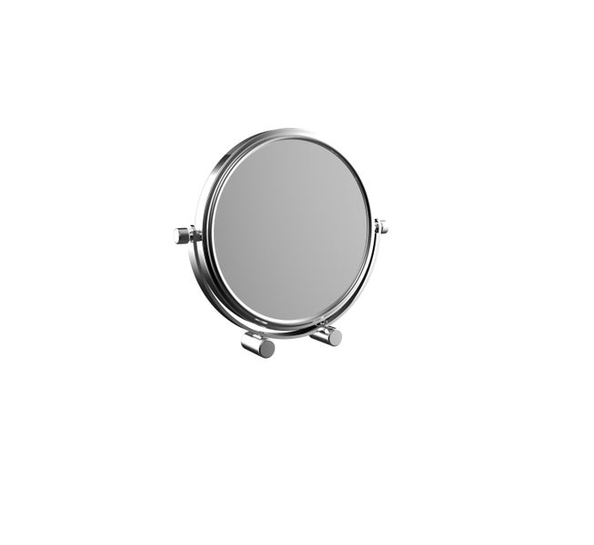Calmwaters Reisespiegel, 5/1-fach Vergrößerung, chrom, rund, zweiseitige Spiegelfläche, Kristallglas, Metallhalterung, Ø 126 mm, 80BS6259