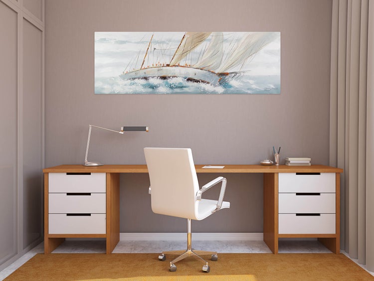 Handgemaltes Gemälde Acrylfarbe 150x50cm Weiß