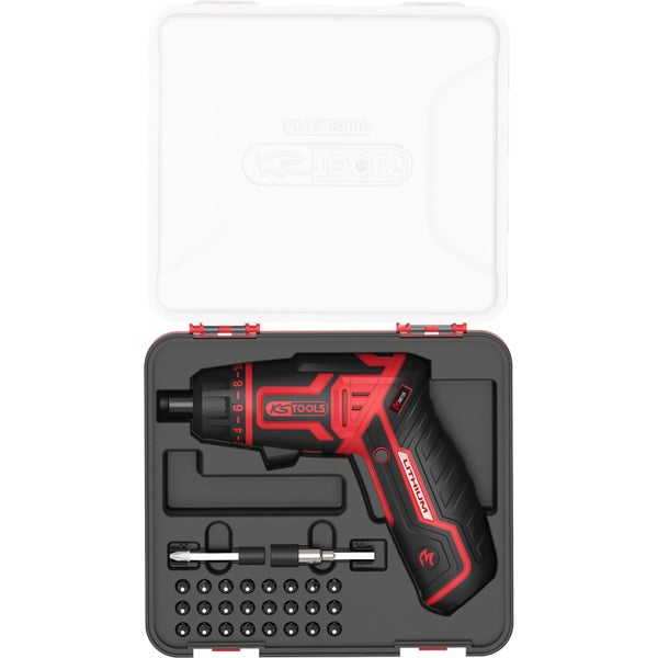 KS Tools Akku-Schrauber im Kunststoffkoffer mit Bit-Set und Bit-Halter