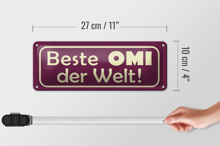 Blechschild Spruch 27x10cm Beste Omi der Welt Dekoration