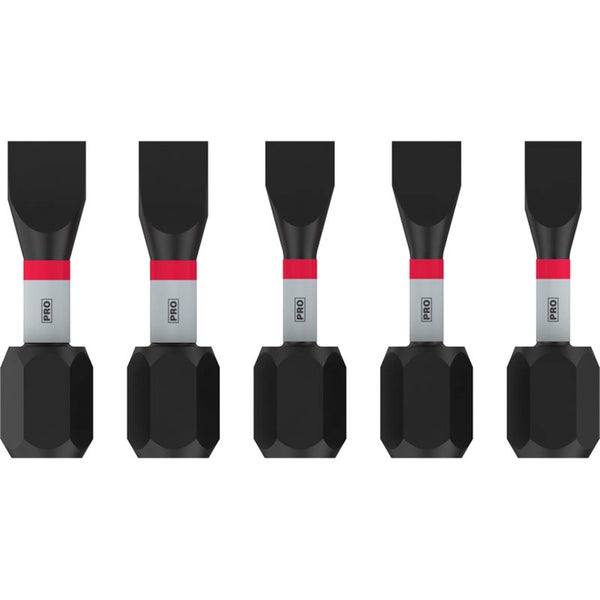 Fünf Schlitzschrauber-Bits mit Sechskantaufnahme