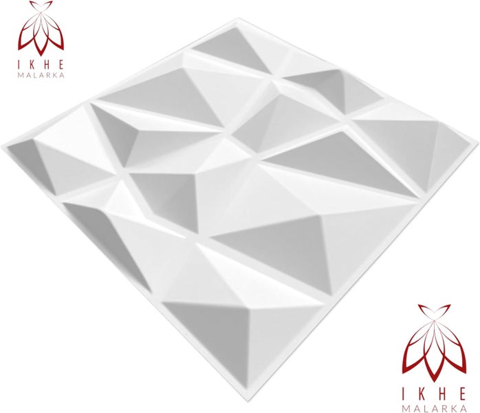 3D Paneele 30x30cm PVC Kunststoffpaneele Wandpaneele Deckenpaneelen Diamant Weiß 094-1
