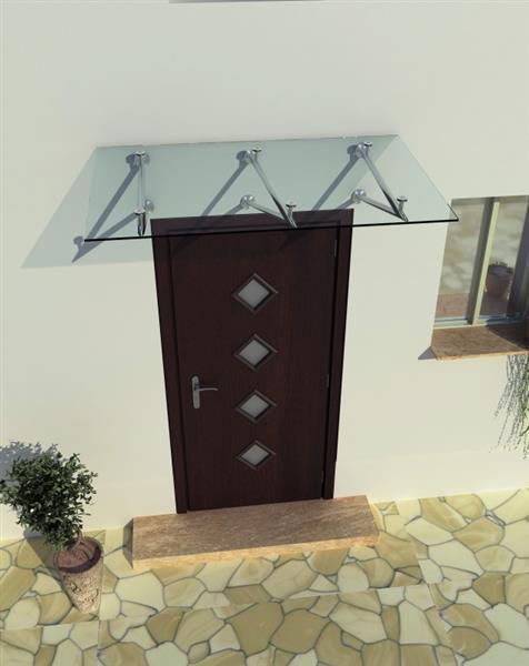 BuyLando (3V) 230x90 cm Klarglas Glasvordach inkl. Edelstahlhalter gebürstet