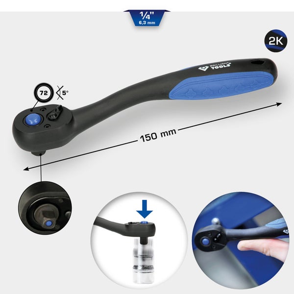 BRILLIANT TOOLS 1/4 Umschaltknarre - BT020900