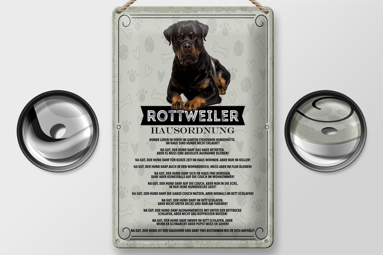 Blechschild Spruch 20x30cm Rottweiler Hausordnung