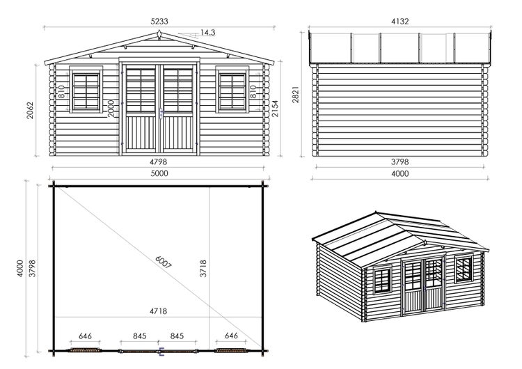 Holzhaus, Geräteschuppen 20m2 Größe 5x4m 40 mm HORNBACH