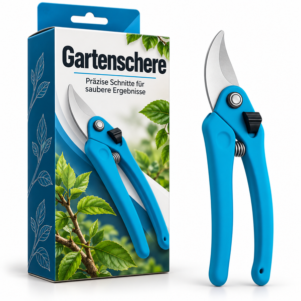 Gartenschere in der Produktverpackung für präzise Schnitte im Garten.