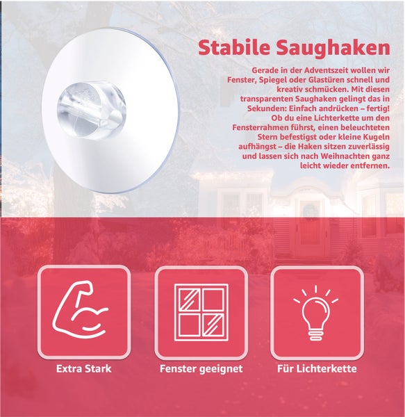 Transparenter Saughaken für Fensterdekoration