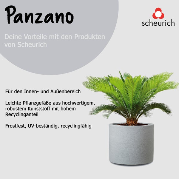 Scheurich Panzano 40, Pflanzgefäß/Blumentopf/Pflanzkübel, rund,  aus Kunststoff Farbe: Stony Grey, 38,6 cm Durchmesser, 32 cm hoch, 36 l Vol.