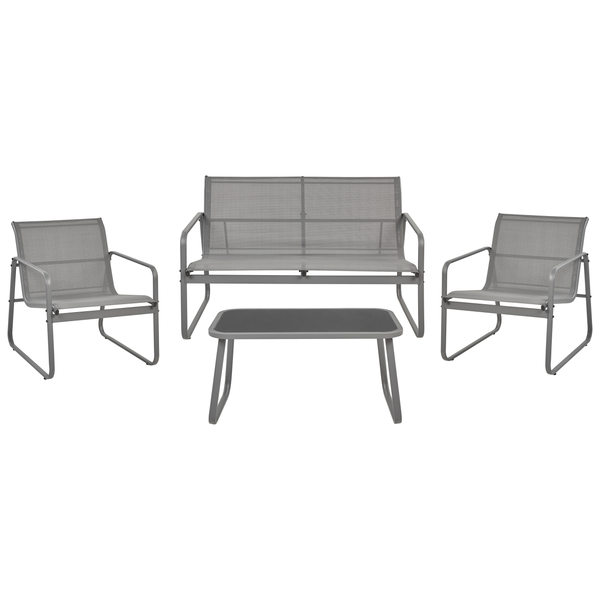 Lounge Set mit Tisch 4-Sitzer BARREA Metall Grau