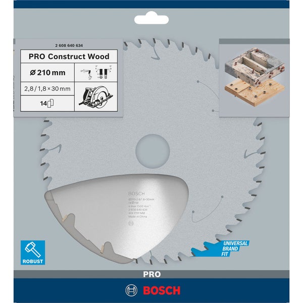 Bosch PRO Construct Wood Kreissägeblatt 210 x 2,8 x 30 mm - 2608640634