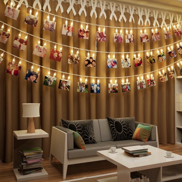 Lichterkette - 2,4W, 120lm, 5m, LED, batteriebetrieben, 40 clips, warmweiß, klar