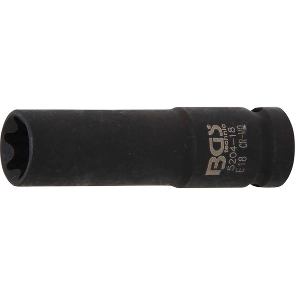 BGS Kraft-Steckschlüssel-Einsatz E-Profil, tief Antrieb Innenvierkant 12,5 mm (1/2) SW E18 mm - 5204-18