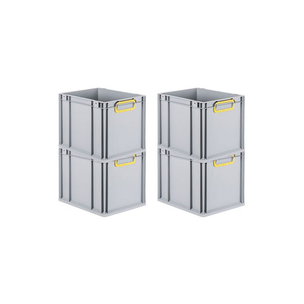 PROREGAL Spar Set 4x Eurobox Nextgen Color HxBxT 32 x 30 x 40 cm 30 Liter Griffe Gelb Geschlossen Glatter Boden Eurobehälter Transportbox