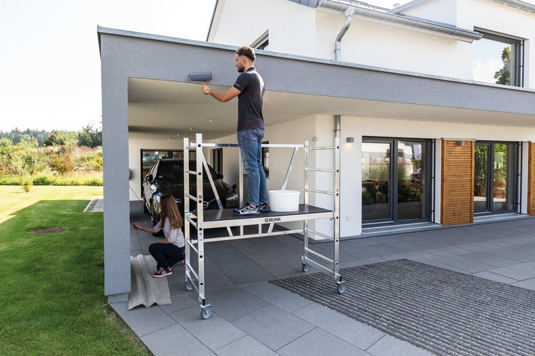 PROREGAL ML Klappgerüst Mit Teleskopausleger Plattformgröße 150x60cm Arbeitshöhe Bis 3m Traglast 150kg Inkl. 4x Lenkrollen
