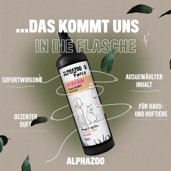 ALPHAZOO ByeByeVloh Flohmittel 100ml für Hunde und Katzen I Starkes Anti Flohspray