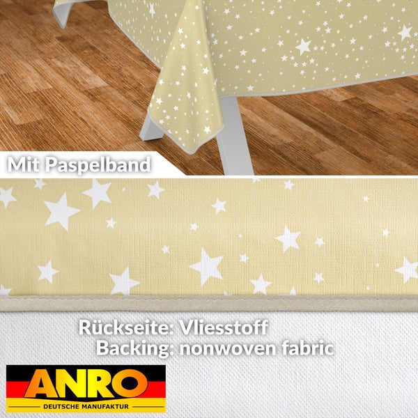 Tischdecke mit Sternenmuster und Paspelband